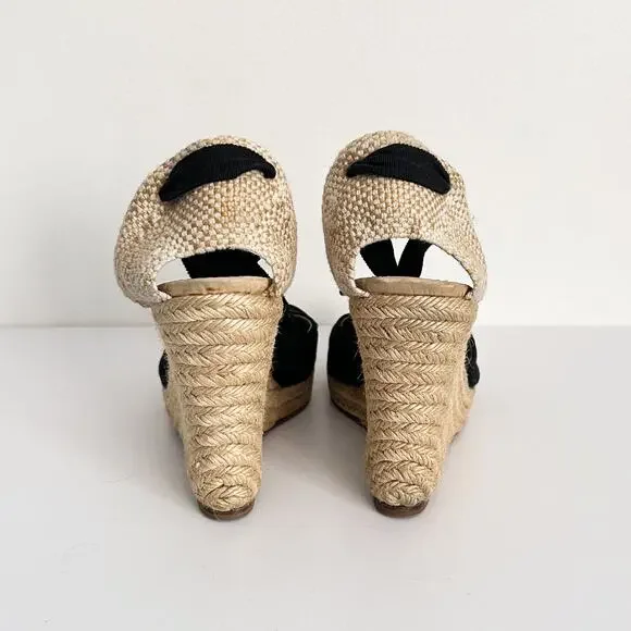 Christian Louboutin Espadrille Wedge Heels Black Size 38/7.5 - Picture 7 of 8